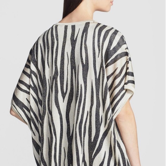 St. John Tiger Stripe Shimmer Knit Trapeze Cardigan Tunic $795 retail Sz Small - Picture 8 of 12